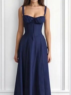 House of CB CARMEN French Navy Blue Bustier Sundress